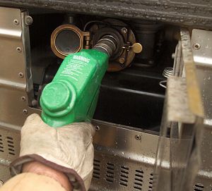 Photo of green biodiesel fuel pump handle